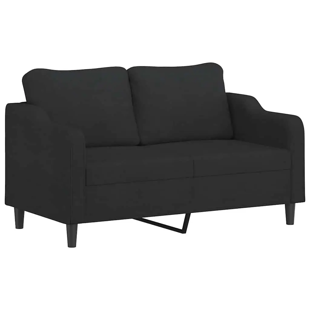 2-Seater Black Sofa with Throw Pillows