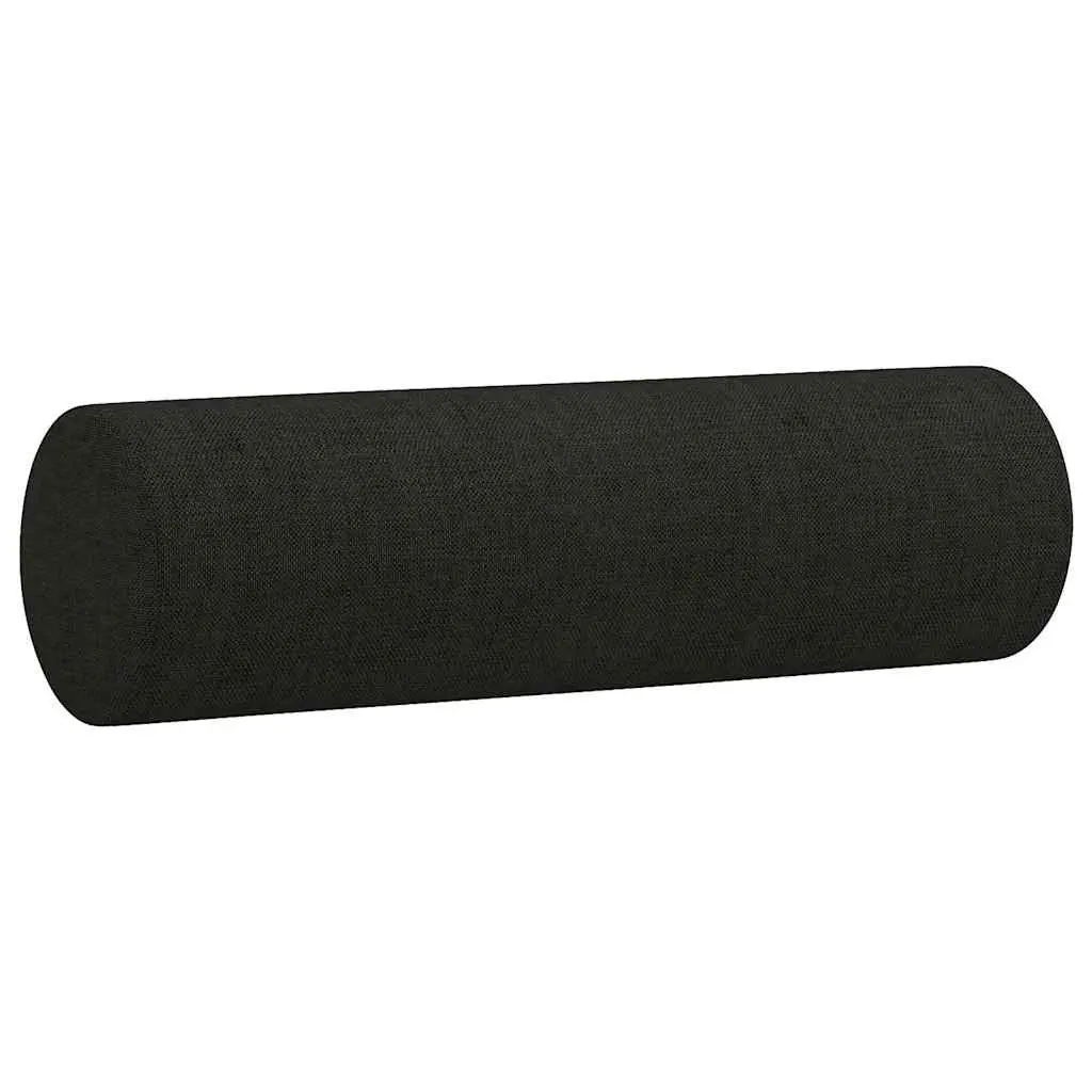 2-Seater Black Sofa with Throw Pillows