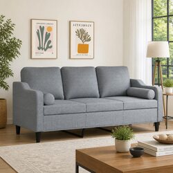 Light Grey 3-Seater Sofa with Pillows for Modern Living