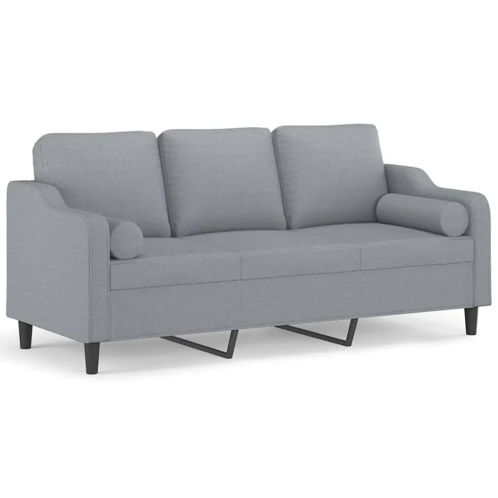 3-Seater Sofa Fabric Light Grey Modern Couch