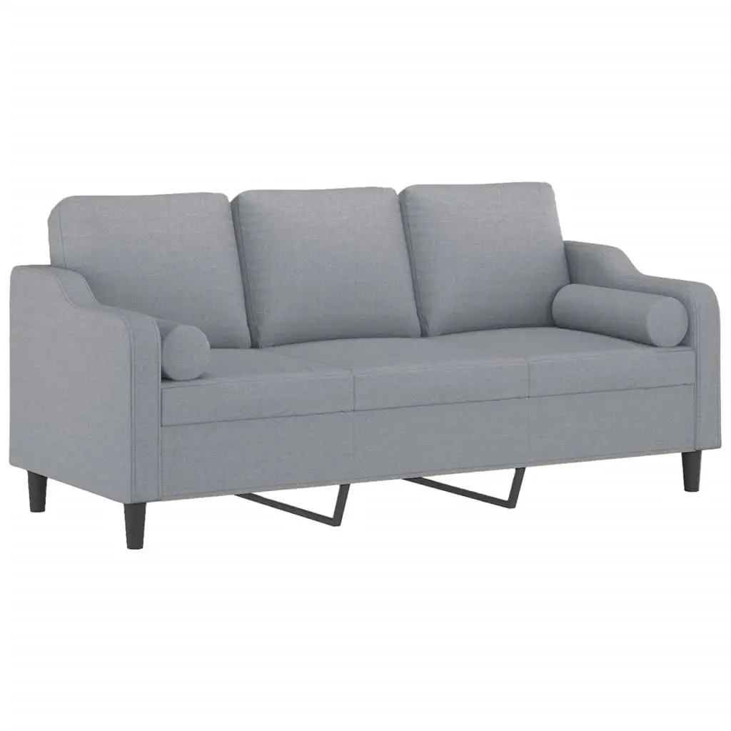 3-Seater Sofa Fabric Light Grey Modern Couch