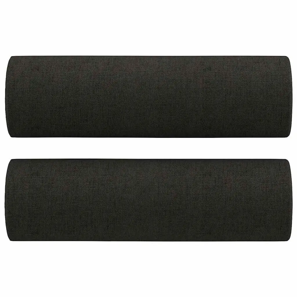 3-Seater Black Fabric Sofa with Pillows 180cm
