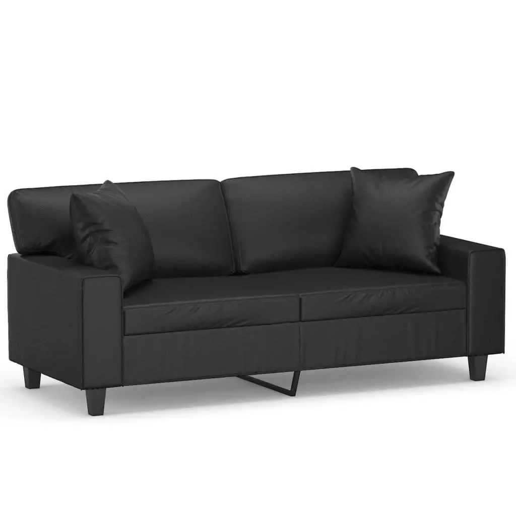 2-Seater Sofa Faux Leather 140cm Black