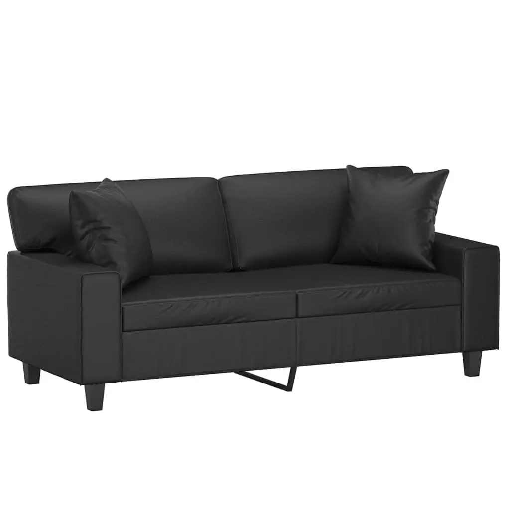 2-Seater Sofa Faux Leather 140cm Black