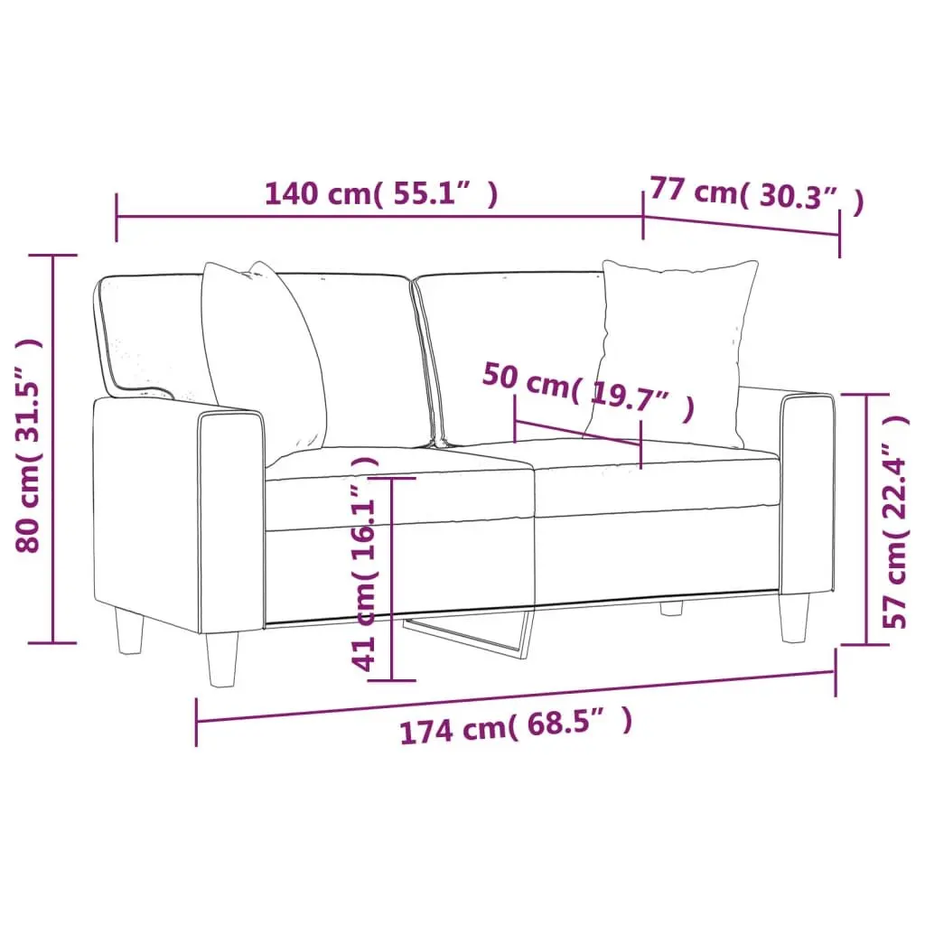 2-Seater Sofa Faux Leather 140cm Black