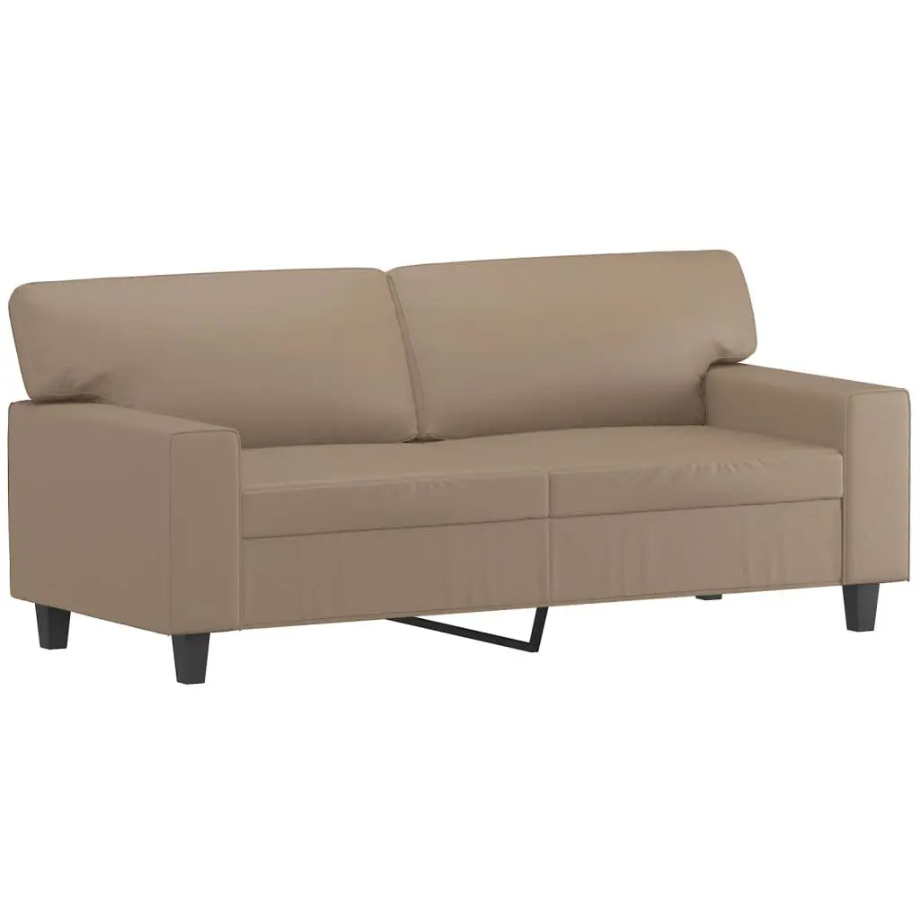 Brown Faux Leather 2-Seater Sofa with Cushions