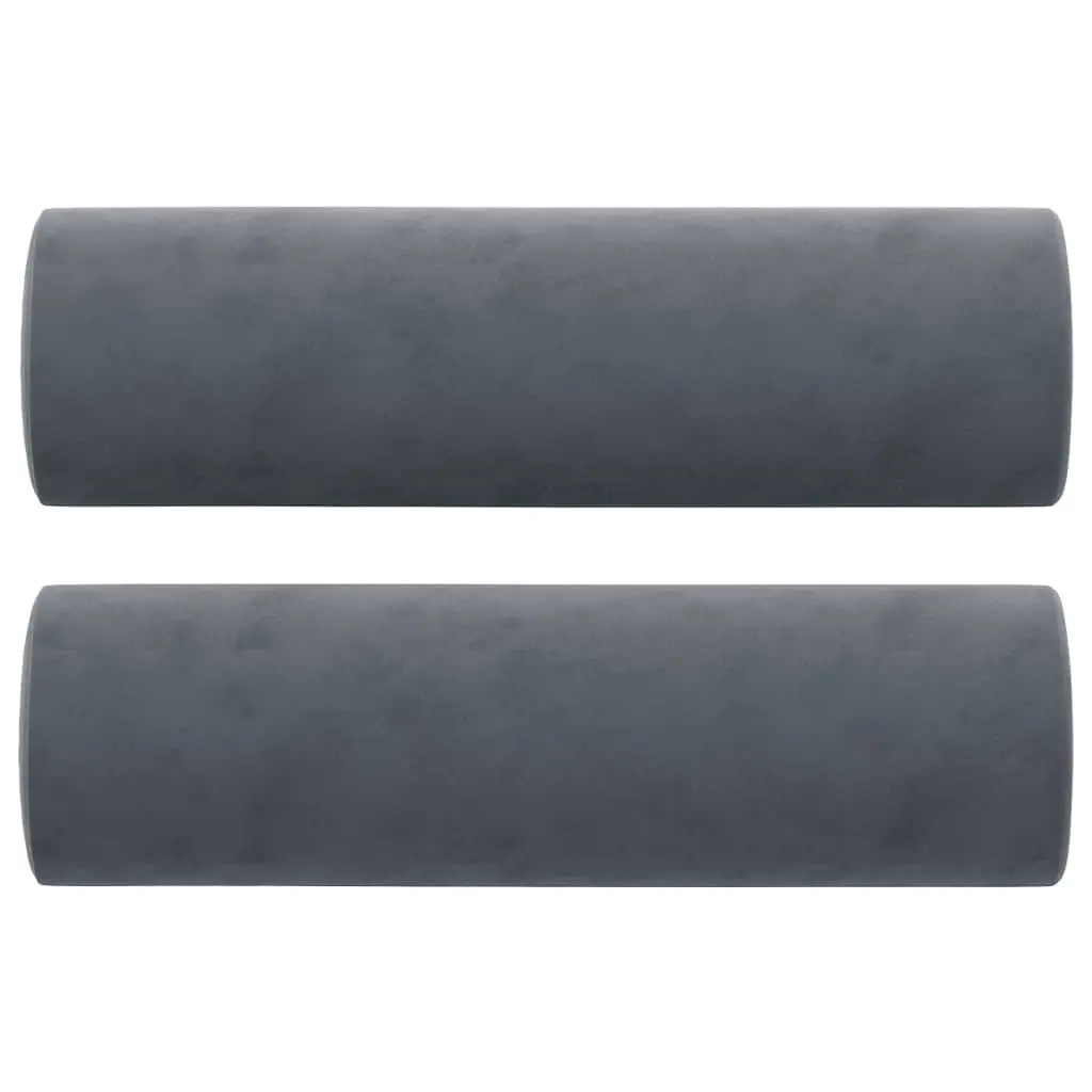 Grey Velvet 2-Seater Sofa with Throw Pillows