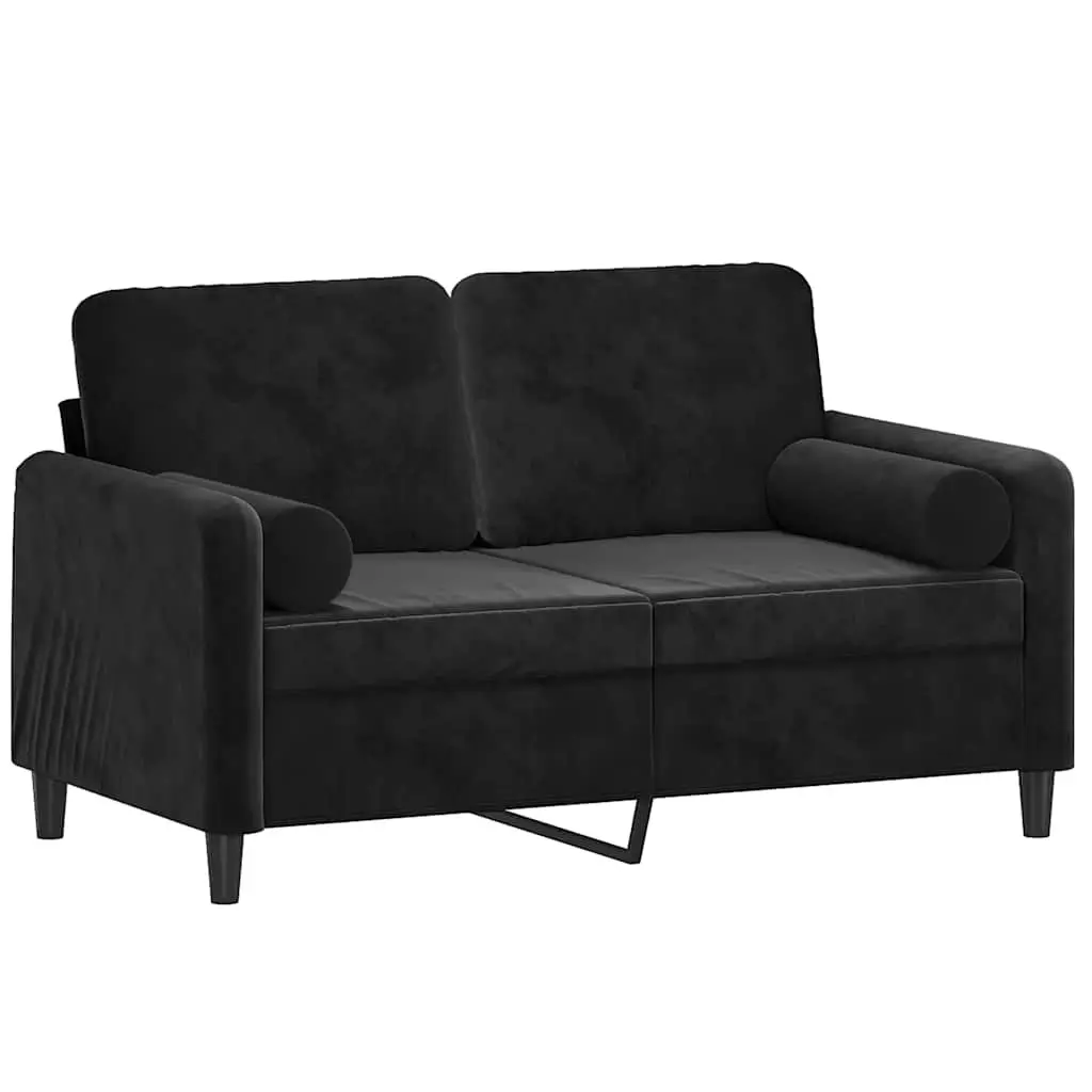 2-Seater Sofa Velvet Black 120cm Modern Couch