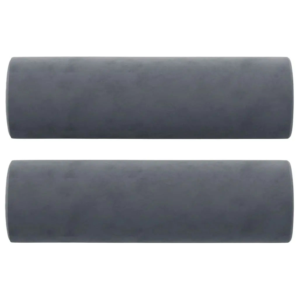 Grey Velvet 2-Seater Sofa with Throw Pillows