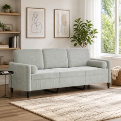 Modern 3-Seater Sofa with Velvet Cushions in Grey