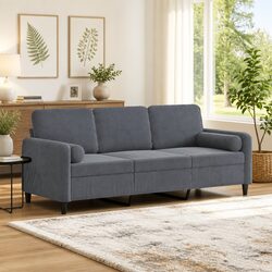 Premium Grey Velvet 3-Seater Sofa with Plush Pillows
