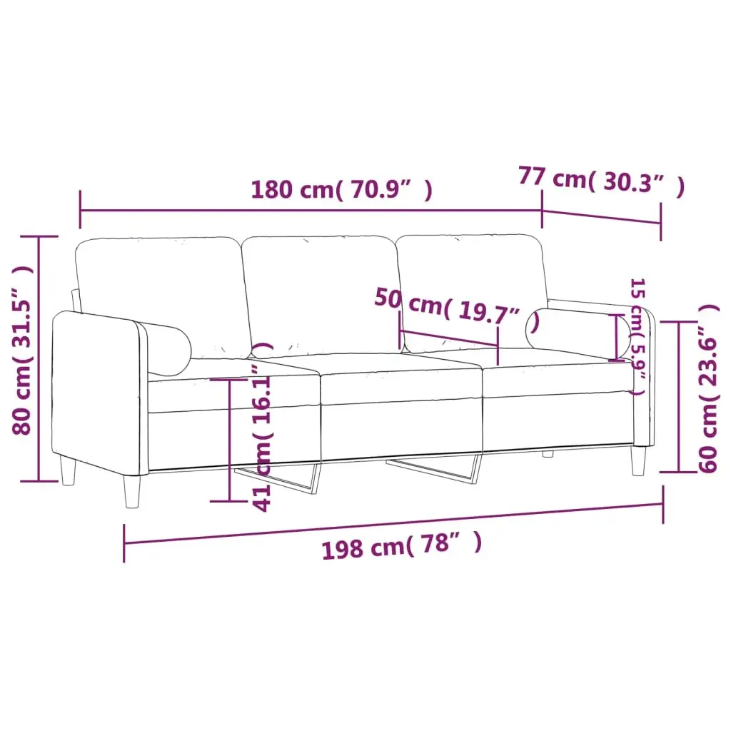 3-Seater Sofa Velvet 180 cm Grey