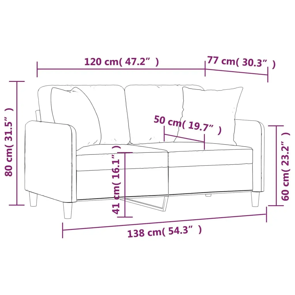 2-Seater Grey Sofa with Throw Pillows