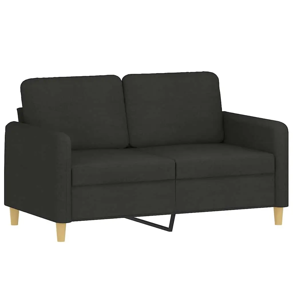 Black 2-Seater Sofa with Throw Pillows 120cm