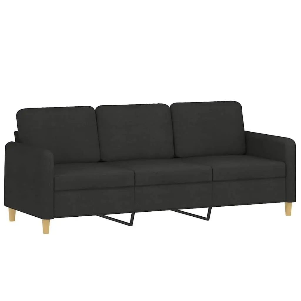 3-Seater Sofa Fabric Black 180cm