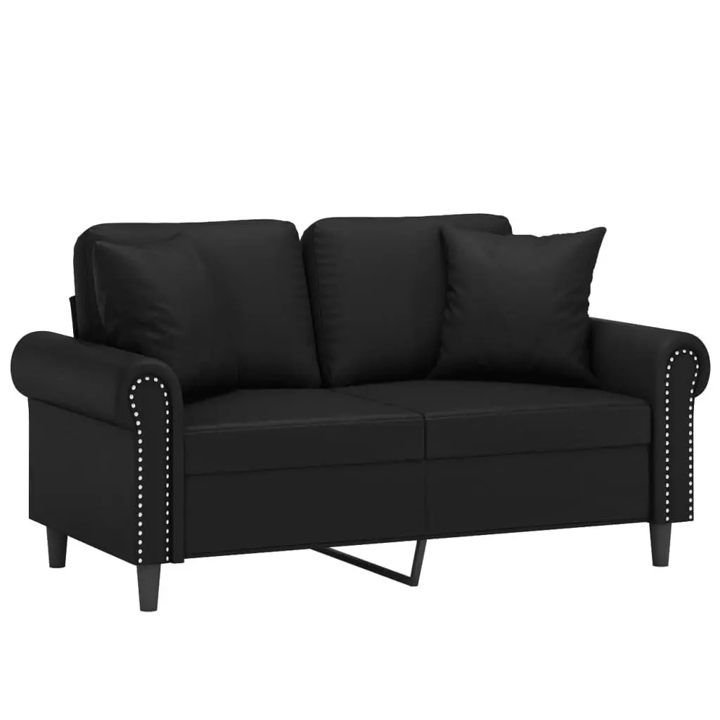 2-Seater Sofa Faux Leather 120cm Black