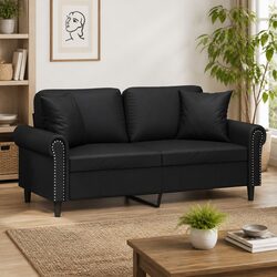 Modern 2-Seater Black Sofa with Durable Faux Leather