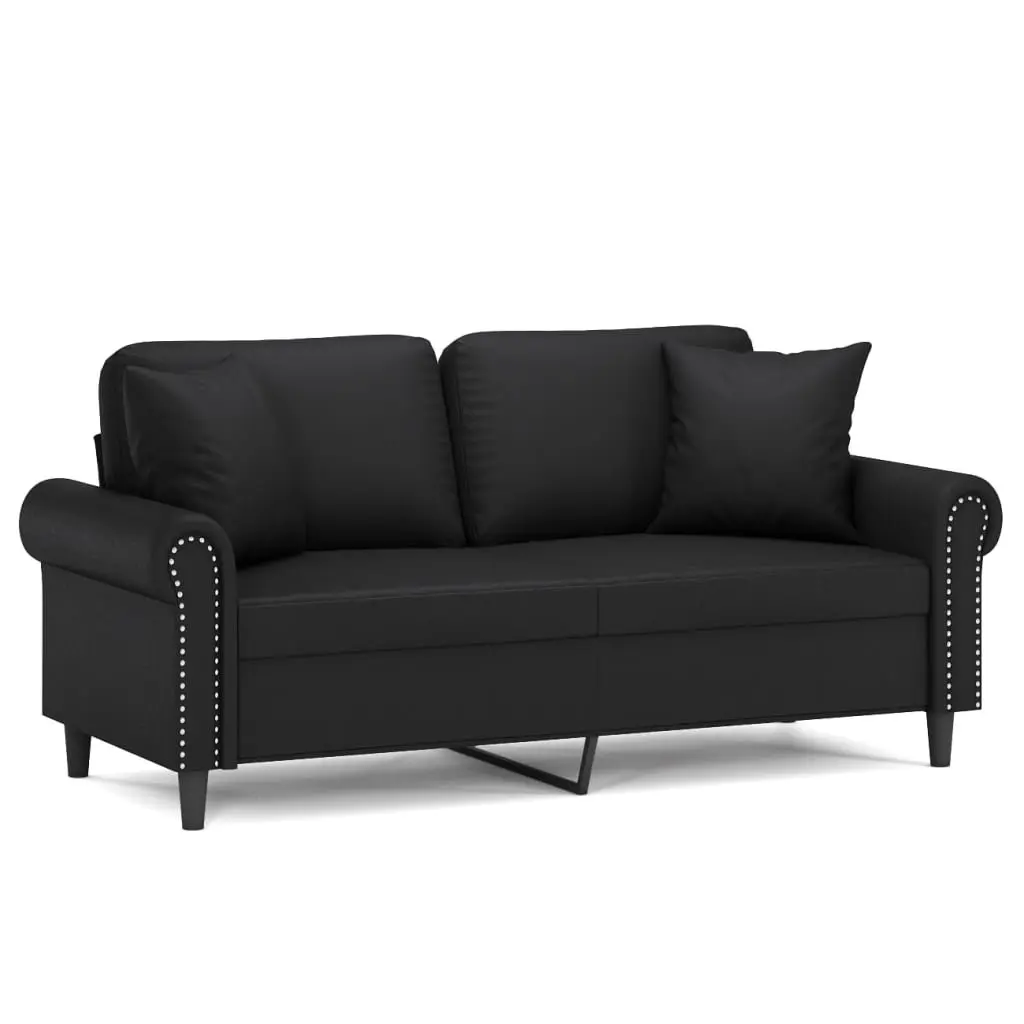 2-Seater Black Sofa with Durable Faux Leather