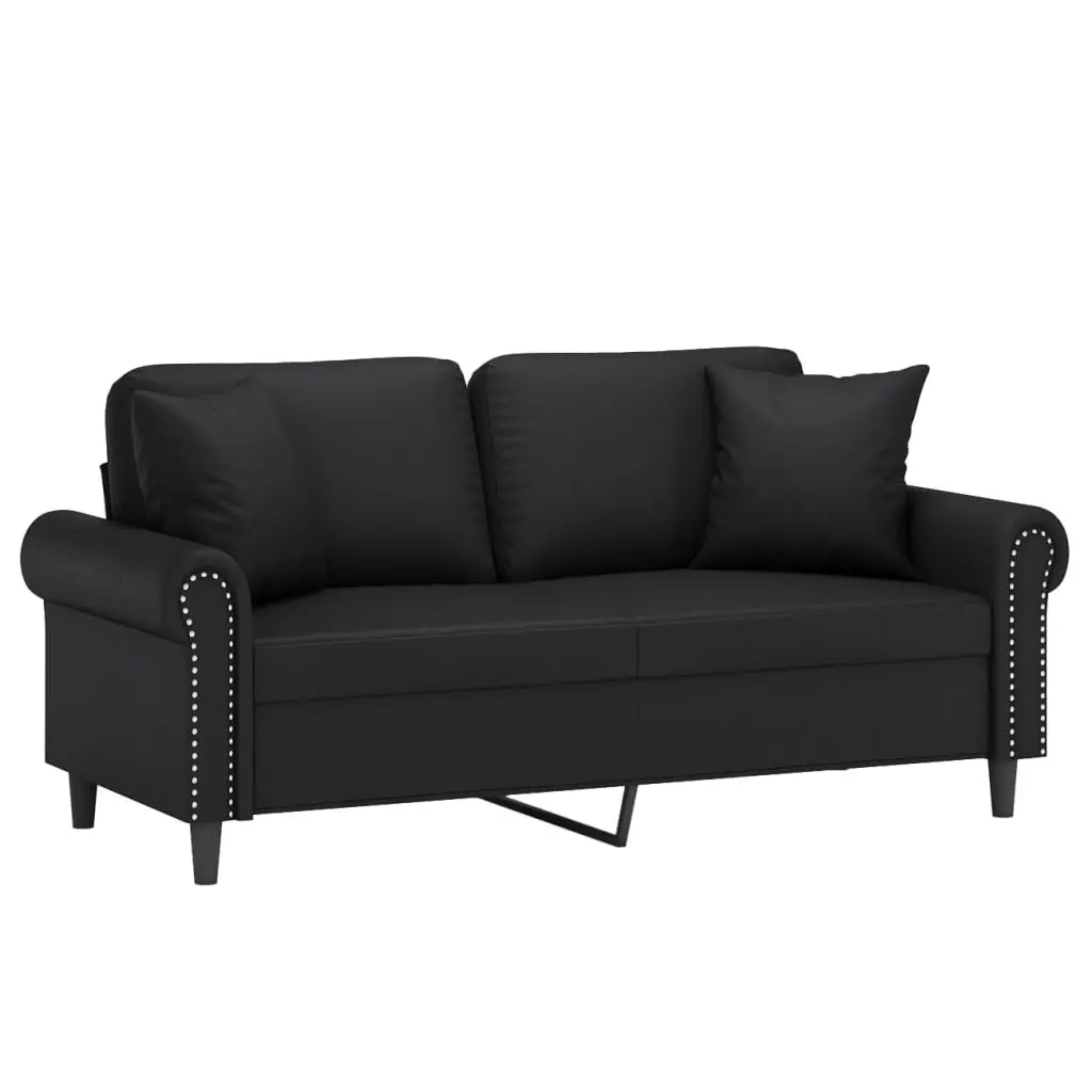 2-Seater Black Sofa with Durable Faux Leather