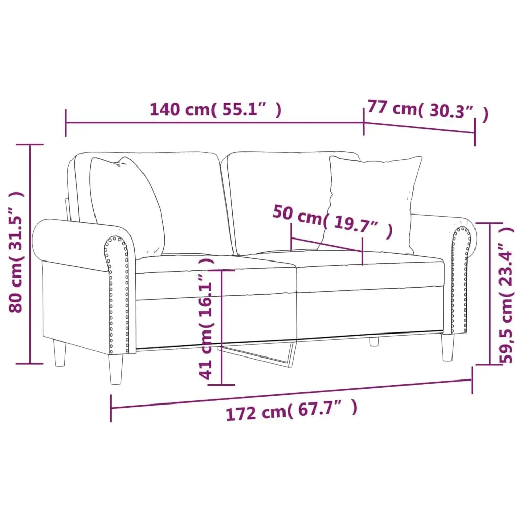 2-Seater Black Sofa with Durable Faux Leather