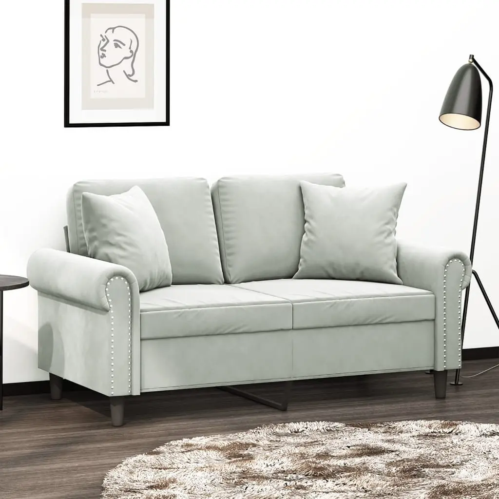 2-Seater Sofa Velvet 120cm Grey