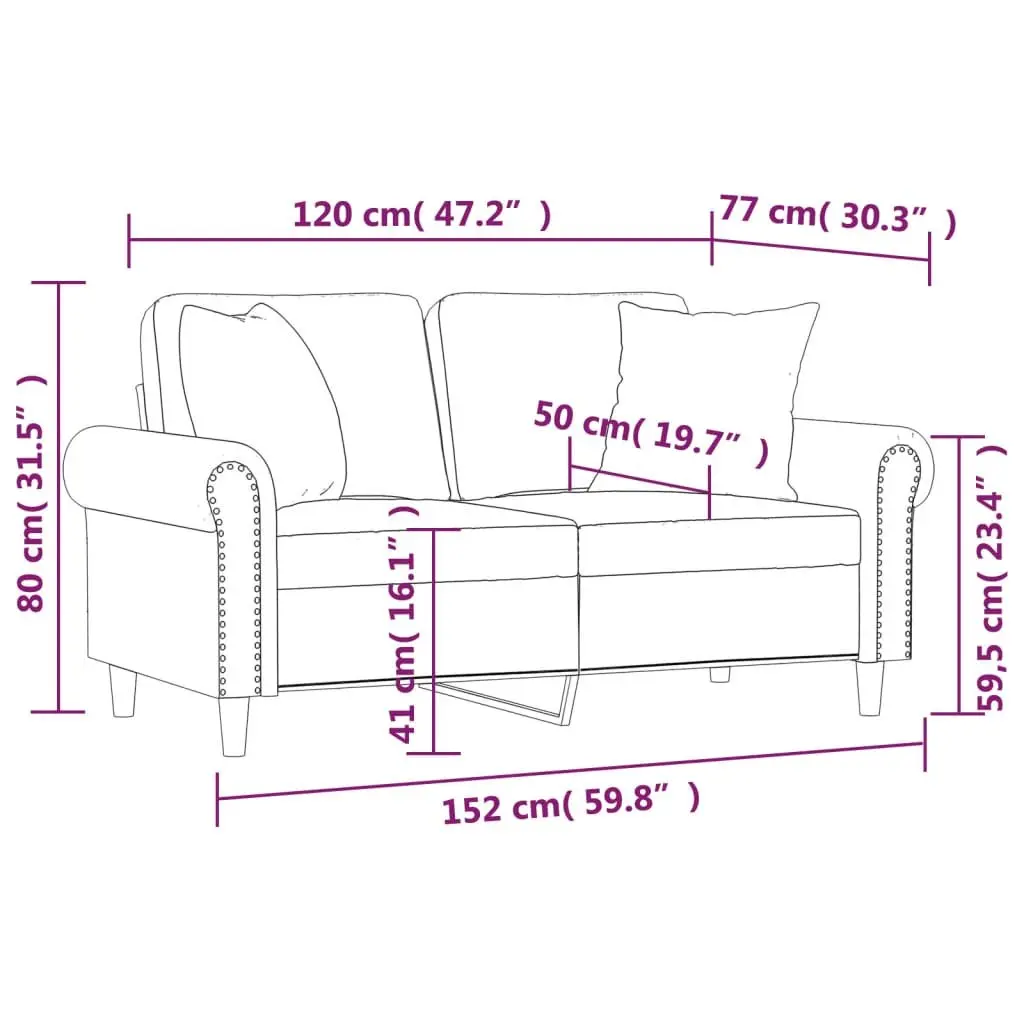 2-Seater Sofa Velvet 120cm Grey