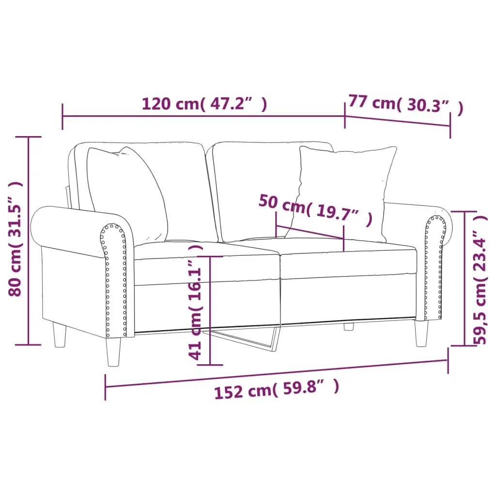 2-Seater Sofa Velvet 120cm Grey