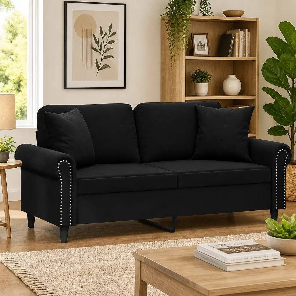 2-Seater Sofa Velvet 140cm Black