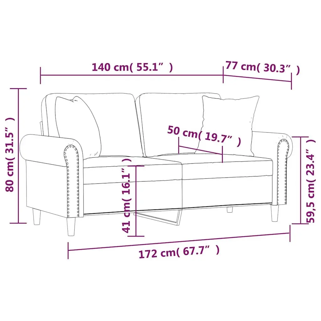 2-Seater Sofa Velvet 140cm Black