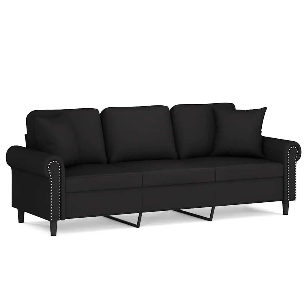 3-Seater Sofa Velvet Black 180cm Modern Couch