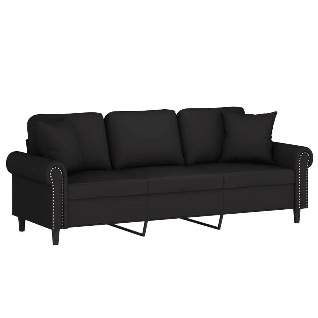 3-Seater Sofa Velvet Black 180cm Modern Couch