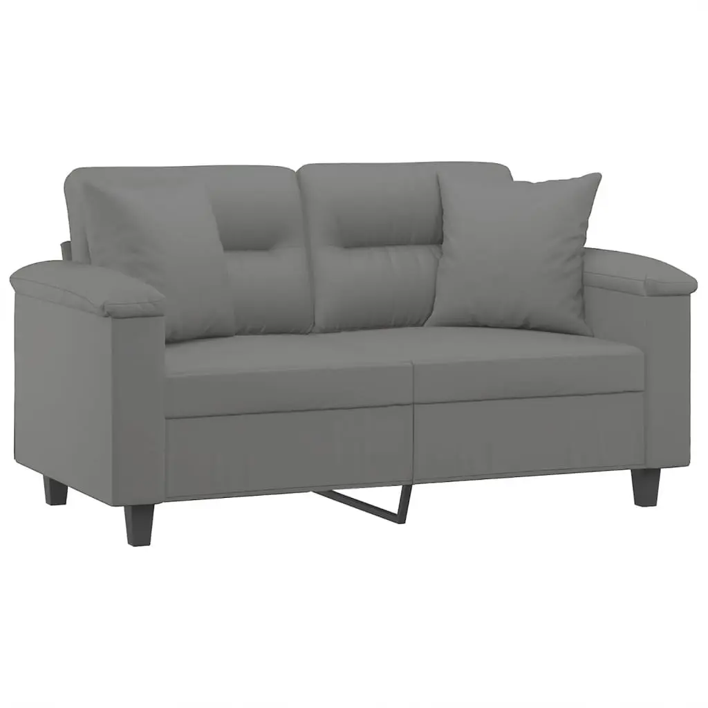 Grey 2-Seater Sofa with Throw Pillows for Comfort