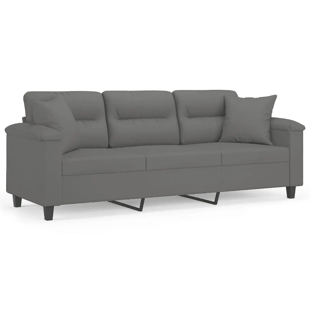 3-Seater Sofa in Grey with Coordinating Pillows