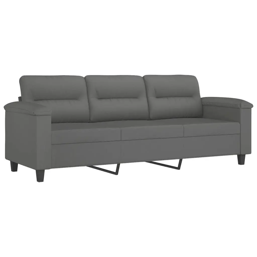 3-Seater Sofa in Grey with Coordinating Pillows