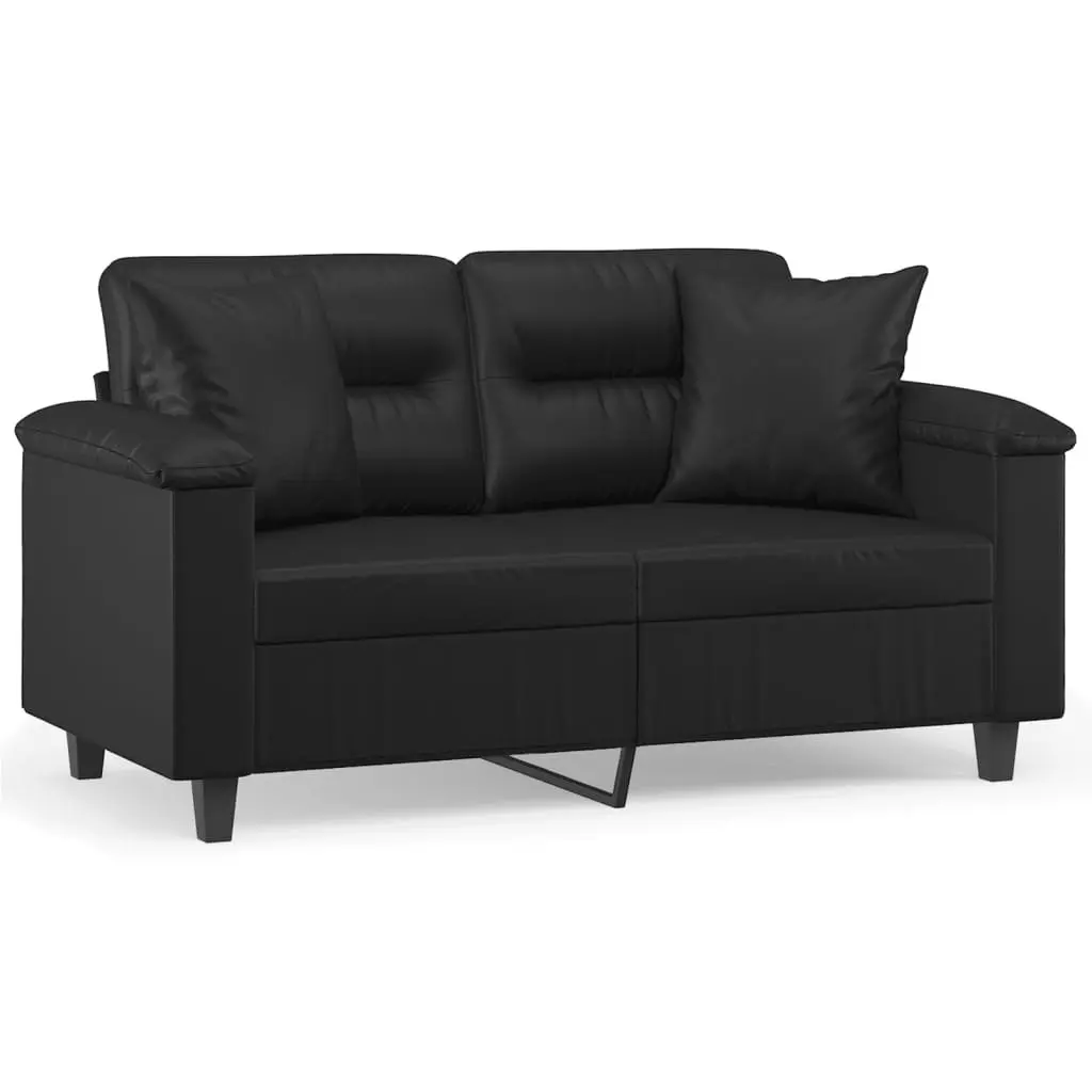 2-Seater Sofa with Faux Leather and Pillows