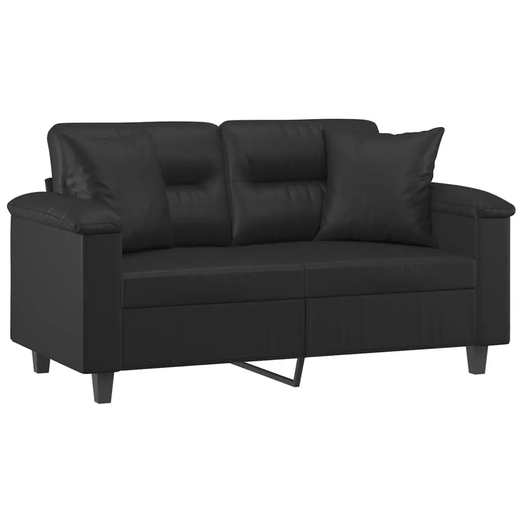 2-Seater Sofa with Faux Leather and Pillows