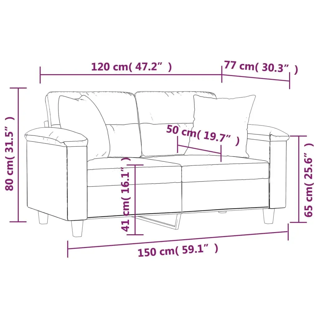 2-Seater Sofa with Faux Leather and Pillows