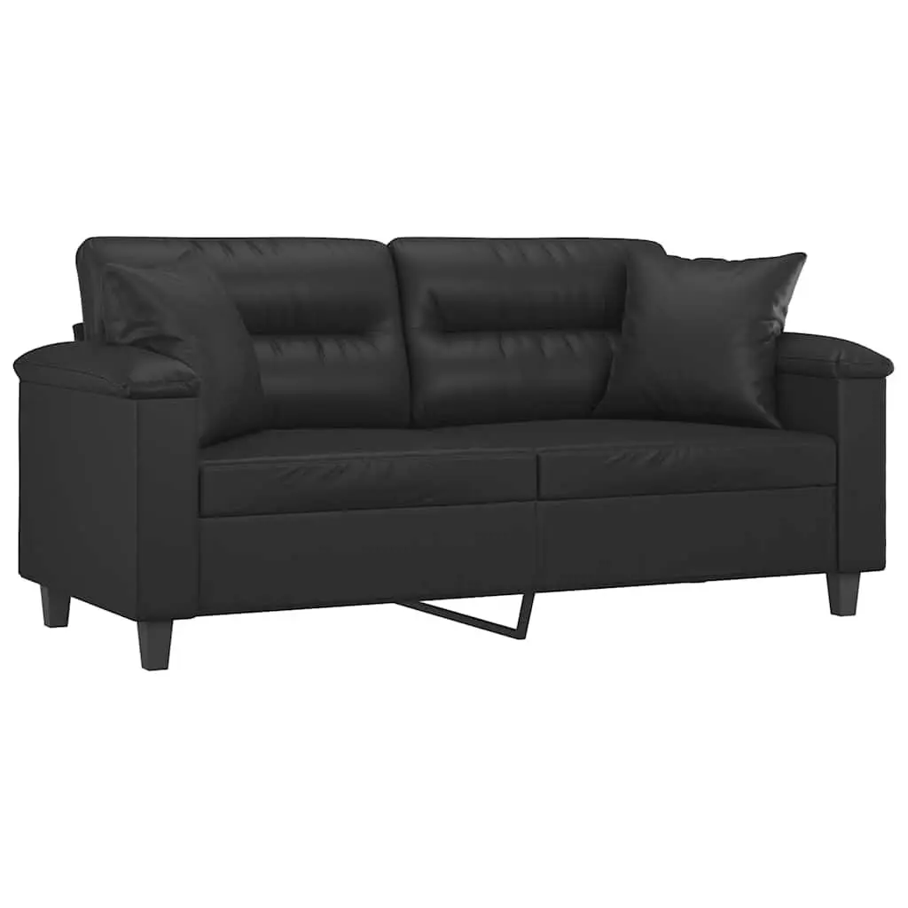 2-Seater Sofa Faux Leather 140cm Black