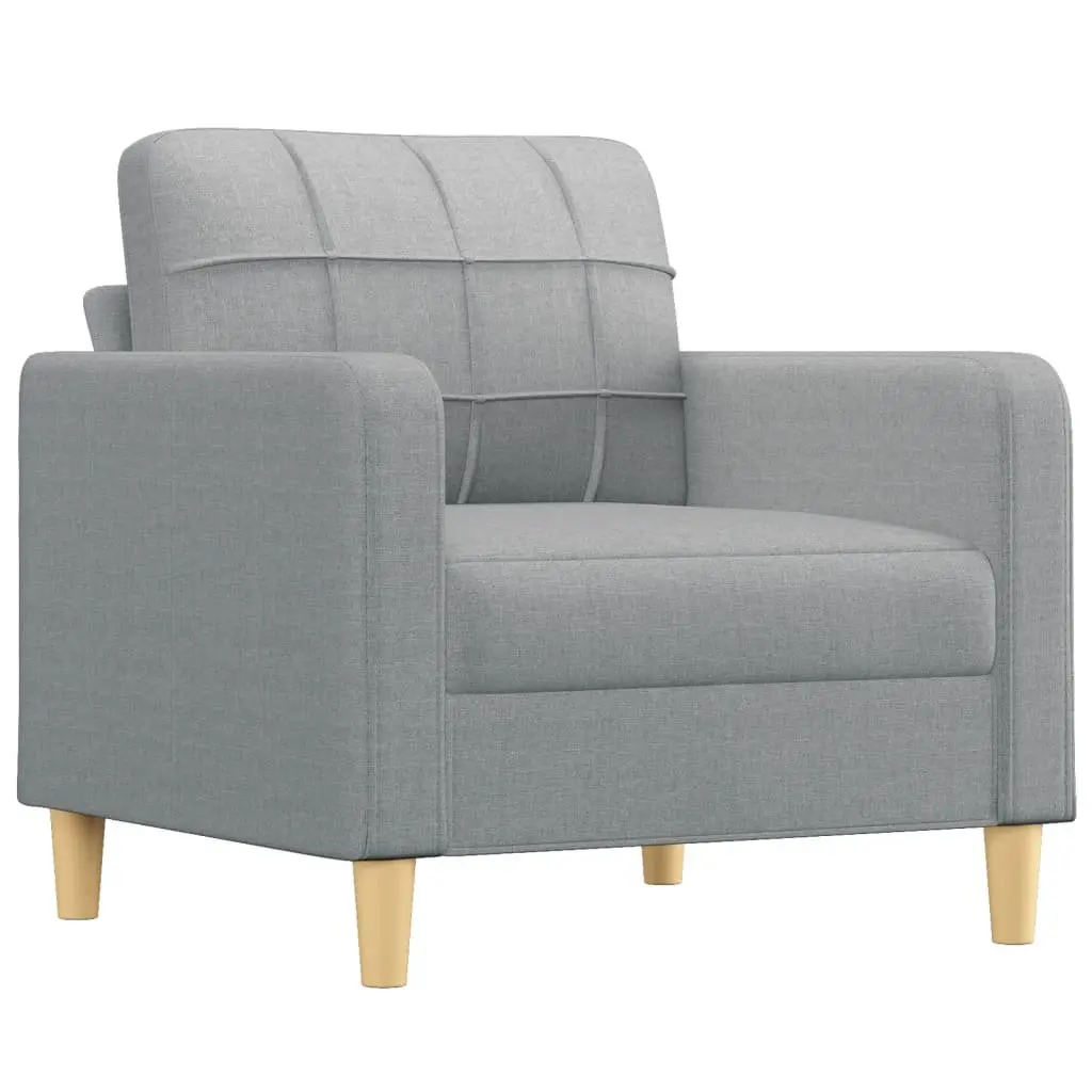 Grey Fabric Sofa Chair with Footstool for Relaxation