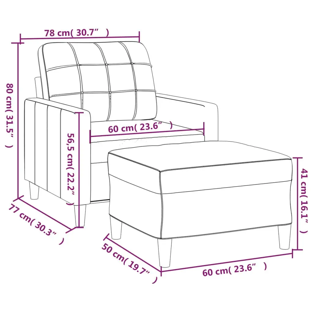 Grey Fabric Sofa Chair with Footstool for Relaxation