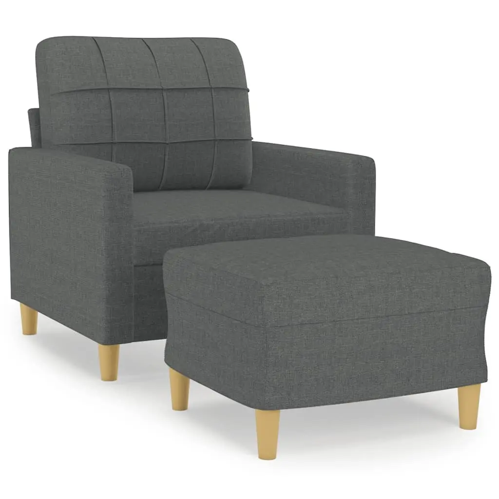 Grey Fabric Lounge Chair with Matching Footstool