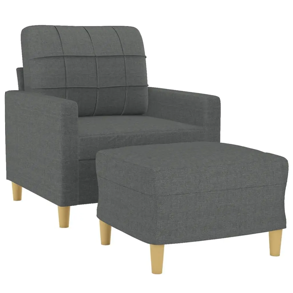 Grey Fabric Lounge Chair with Matching Footstool