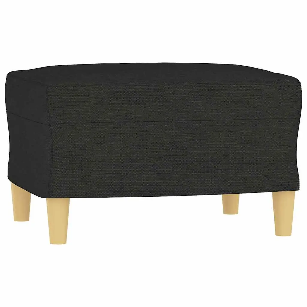 3-Seater Sofa with Footstool in Black 180cm
