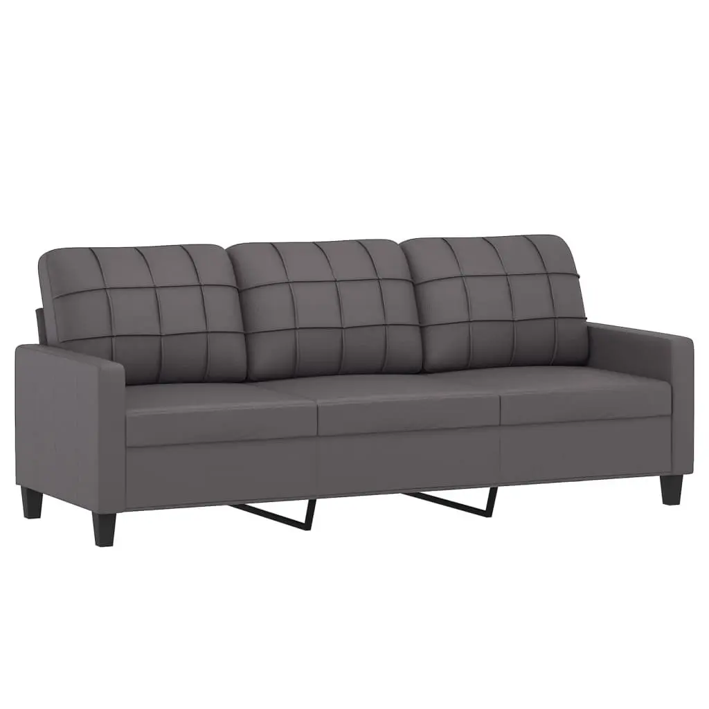 3-Seater Sofa with Footstool in Grey 180cm