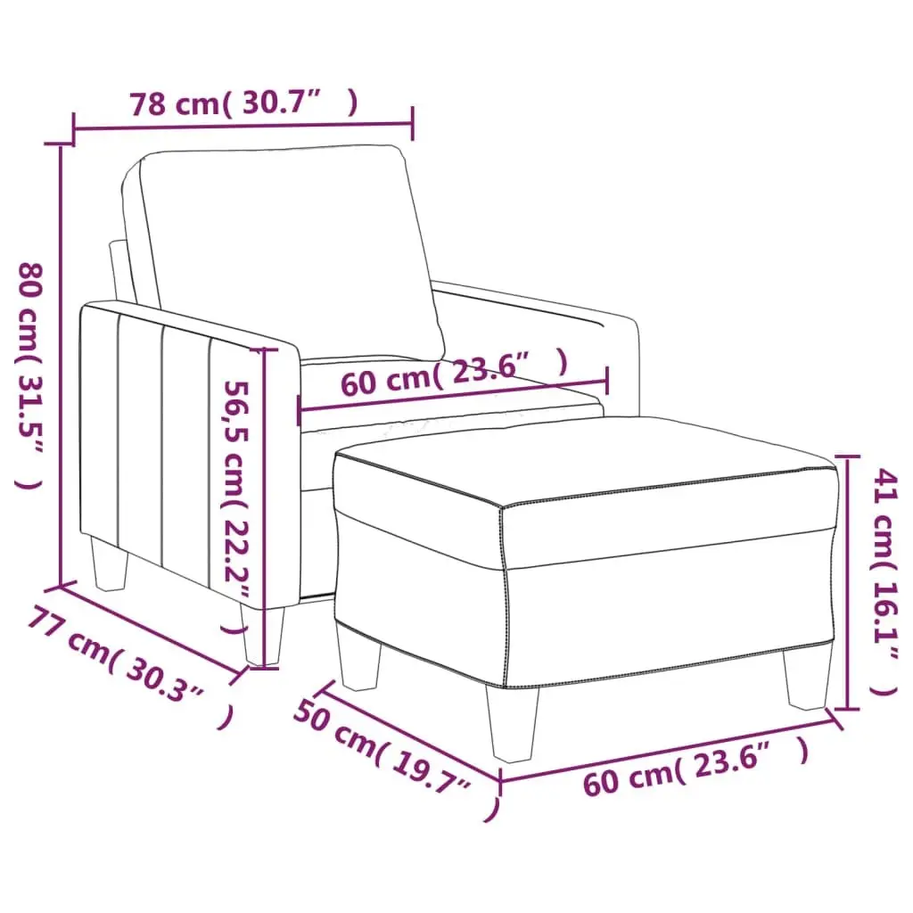 Black Faux Leather Lounge Sofa Chair with Footstool