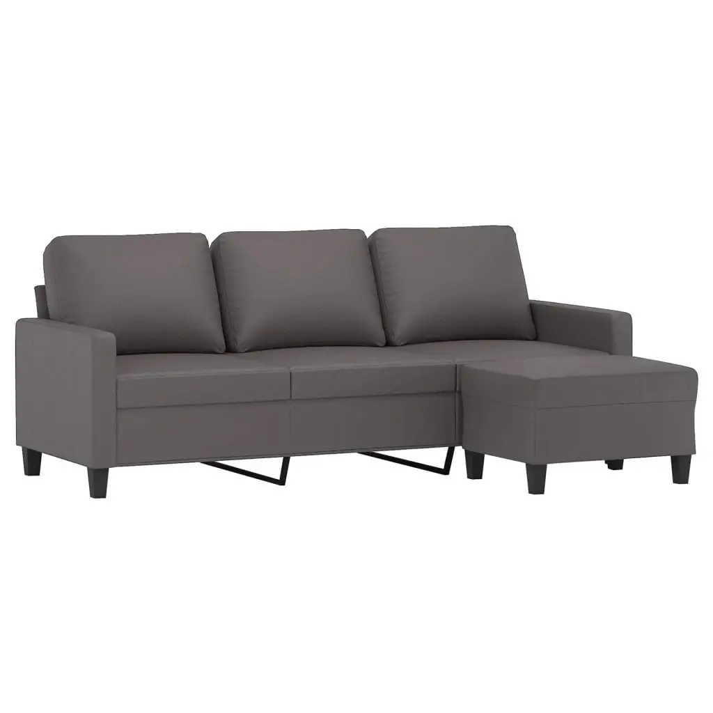 3-Seater Sofa with Footstool in Grey