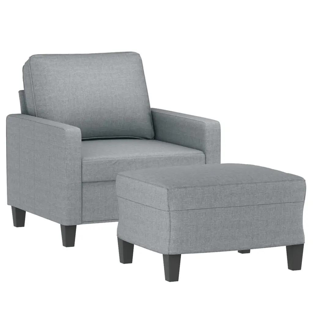 Grey Fabric Sofa Chair with Matching Footstool