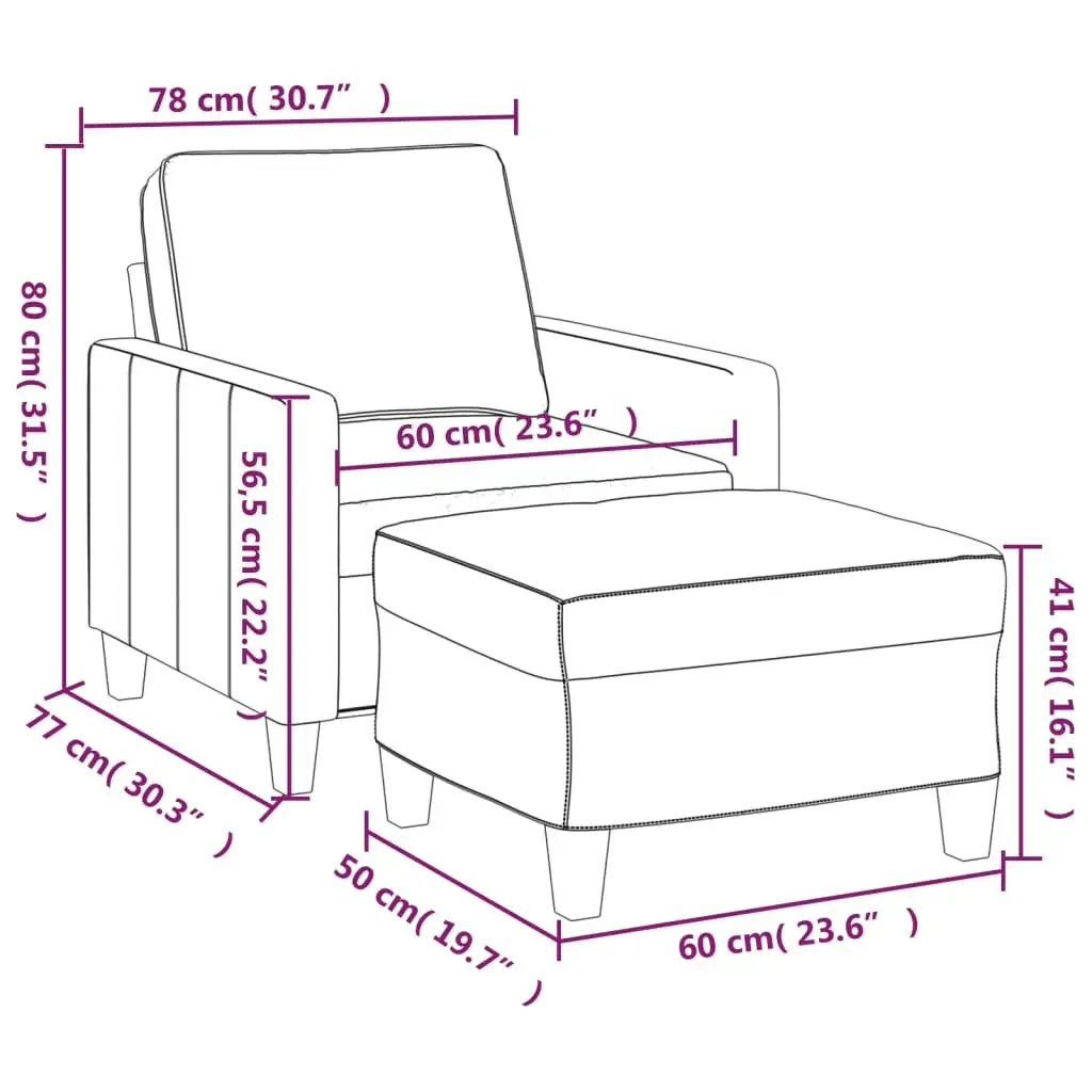Grey Fabric Sofa Chair with Matching Footstool