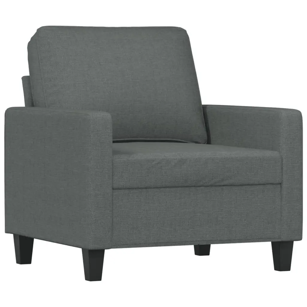Grey Fabric Armchair with Footstool for Relaxing