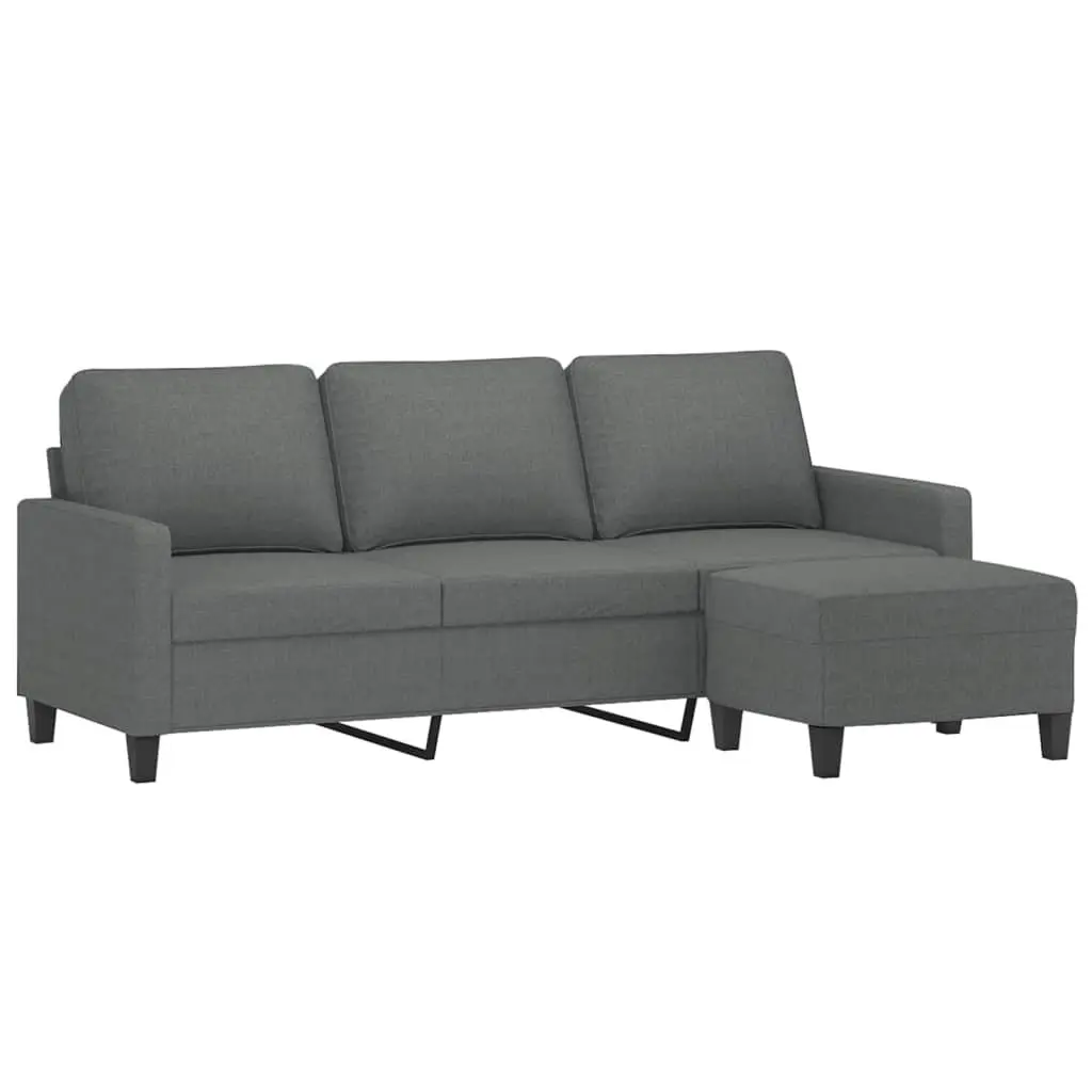 3-Seater Sofa with Footstool Grey 180cm
